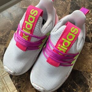 Adidas Kaptir Super Kids Sneakers Size 8K White Pink Neon Green – Worn Once